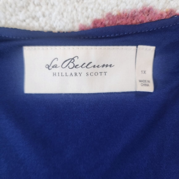 La Bellum by Hillary Scott Cold Shoulder Blue Floral Midi/Maxi Sz 1X - Picture 3 of 6